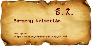 Bársony Krisztián névjegykártya