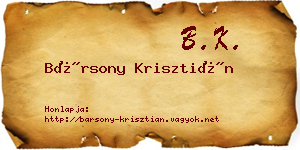 Bársony Krisztián névjegykártya